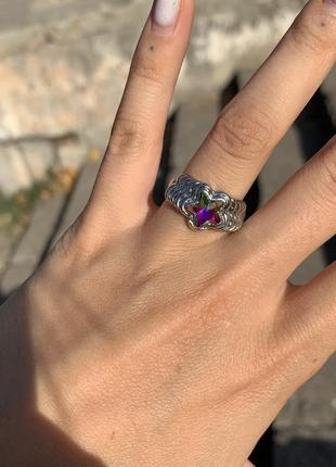 Серебряная кольца со звездой цветная кольца5 фото
