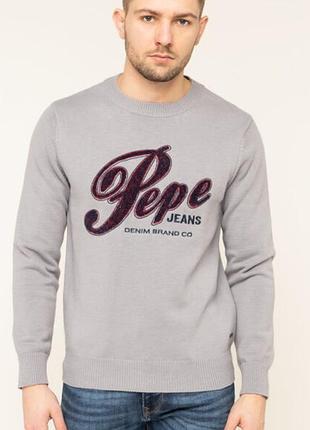 Стильный man pullover натуральный шерстяной свитер, свитшот оригинальный pepe jeans london с big logo pm701973 gabriel