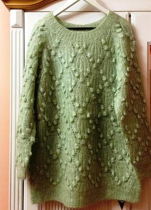 Англійський мохеровий джемпер-оверсайз "rebecca stone" салатовий