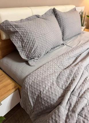 Набір постільної білизни з ковдрою розміру євро з матеріалу сатин, рай