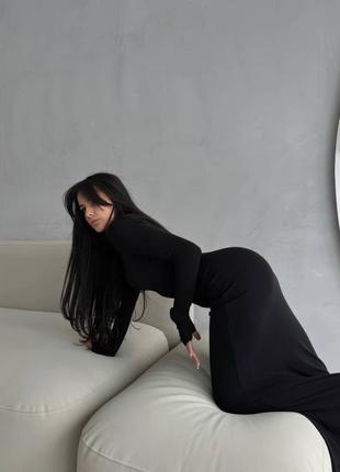 Трендова довга сукня по фігурі з довгим рукавом під скімс skims