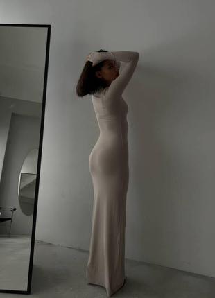 Трендова довга сукня по фігурі з довгим рукавом під скімс skims