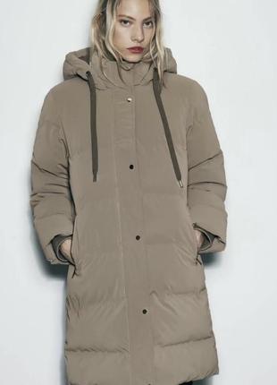 Зимний пуховик удлиненная куртка пальто zara