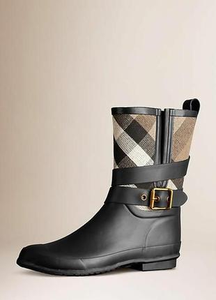 Burberry оригінал жіночі підліткові деміжсезонні повсякденні гумові резинові чоботи черевики челсі гумаки в клітку nova розмір 35.5 36 36.5 оригінал