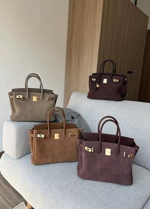 Замшевая сумка в стиле hermes