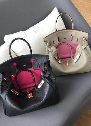 Кожаная сумка в стиле hermes