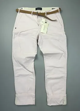 Светло-розовые брюки-чиносы scotch&soda+кожаный ремень унисекс  32 medium