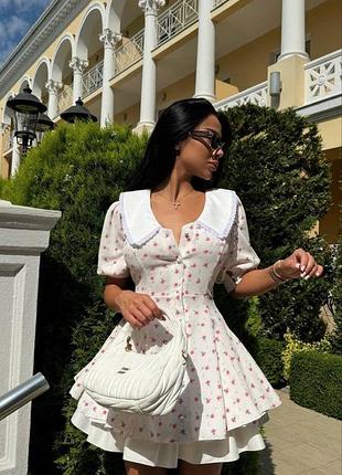 Мила лялькова сукня з акцентним білим комірцем та нижньою спідницею2 фото
