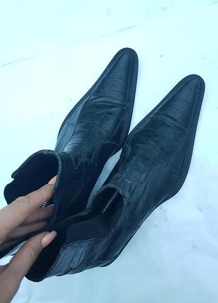 Мужские кожаные ботинки сапоги казаки ковбои челси с резиновыми вставками 41