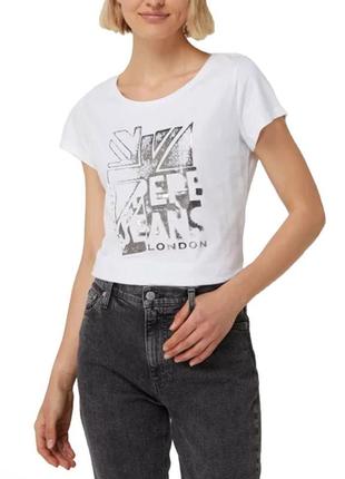 Біла футболка з принтом pepe jeans xs-s