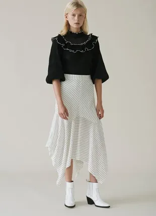 Шелковая оригинальная миди юбка ganni wilkie seersucker skirt