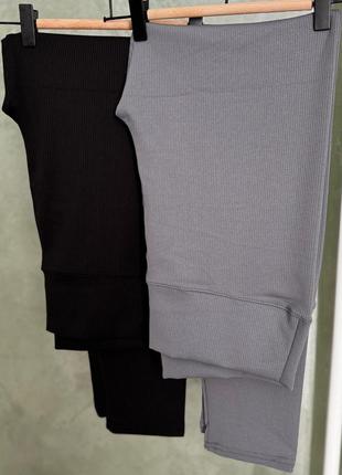 Классические лосины plus size в рубчик ⚫️2 фото
