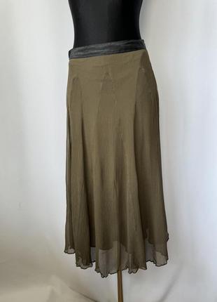 Nicole farhi шелковая юбка расширенная шифоновая женская меди