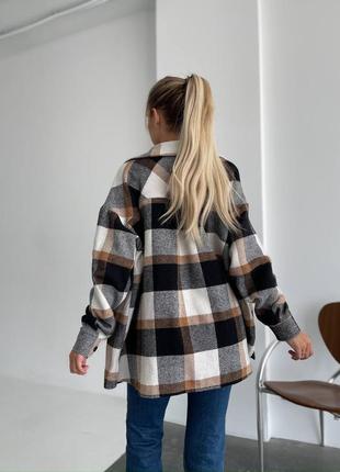 Байкова сорочка в клітинку на осінь зиму, жіноча картата сорочка на гудзиках, рубашка в клітинку, 16256 фото
