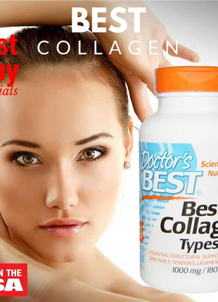 Doctor's best, колаген типу 1 і 3 з peptan і вітаміном c, 1000 мг, 180 таблеток