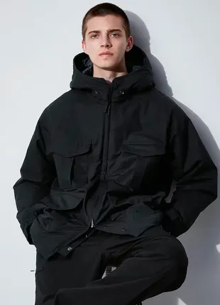 Демі куртка парка heattech uniqlo унісекс чорна