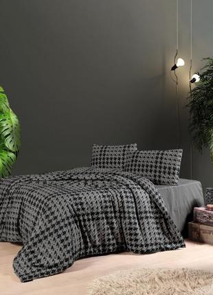Турция 🇹🇷, евро комплект постельного белья flanel 200×220 см sadora antrasite, люкс качество
