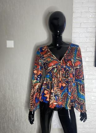 Блуза блузка сеточка с рукавами клеш shein, l-xl