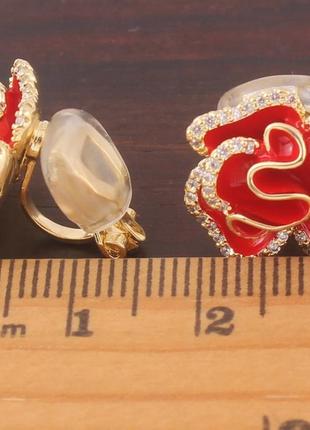 Красные клипсы (без прокола) серьги сережки металл пр-во корея