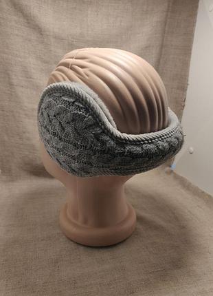 Обідок навушники в'язані сірі