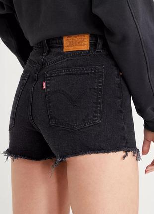 Джинсові шорти levis з необроблених краєм чорні/сірі/графіт