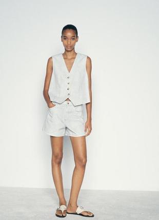 Костюм женский полосатый с жилеткой zara new