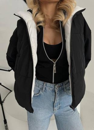 Двухсторонняя укороченая жилетка,плащевка на силиконе,матовая,белая,черная,молочно-розовая