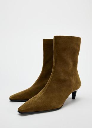 Замшевые ботинки оливковые zara new