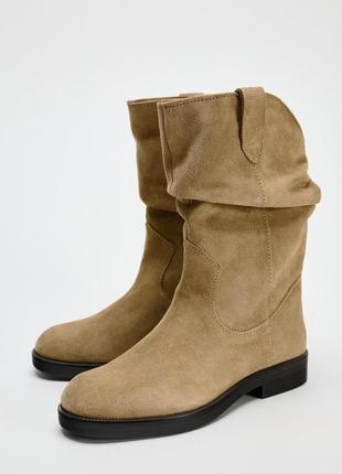 Черевики жіночі бежеві замша zara new