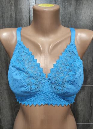 80d мягкий кружевной бюстгальтер с полной чашкой без косточек голубой