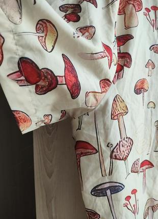 Сорочка з грибами гриби гавайська літня гавайка з грибочками рубаха гавайская рубашка пальмы в пальмах3 фото