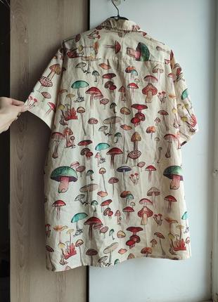 Сорочка з грибами гриби гавайська літня гавайка з грибочками рубаха гавайская рубашка пальмы в пальмах8 фото