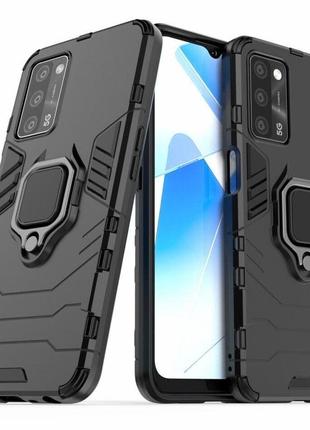 Чехол fiji ring для oppo a55 4g бронированный бампер с кольцом подставкой черный