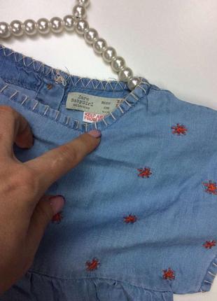 Блуза, рубашка джинсовая с вышивкой zara и юбка h&amp;m, 3-4 года, цена за 1 вещь3 фото