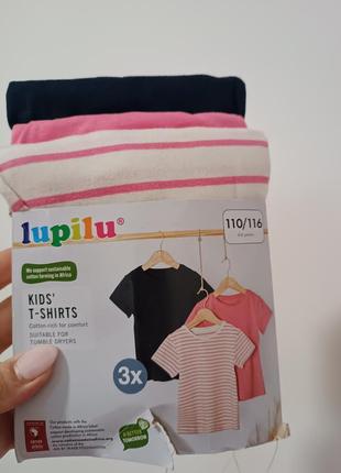 Новый! набор качественных футболок от lupilu для девочки р.110/116.3 фото