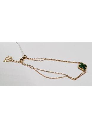 Браслет золотой клевер с малахитом 17-20 см145852у вага 2,6 г