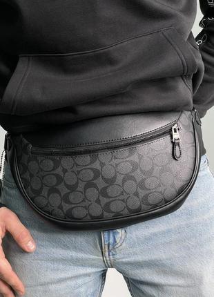 Мужская поясная сумка coach warren belt bag grey 33 х 16 х 6 см