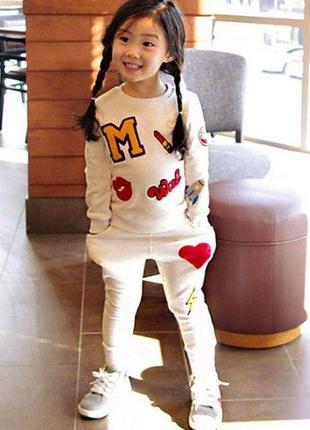 Спортивный костюм для девочек белый 7713, размер 80