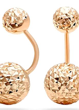 Серьги с красного золота с алмазной гранью, с шариками, серьги шары  вага 2,45