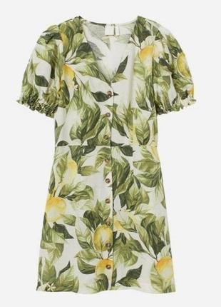 Платье h&m платье лён в лимоны