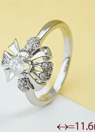 Кольцо "волшебный бант" со вставкой циркония; р.17; р.18; р.19; медсплав xuping, родиной