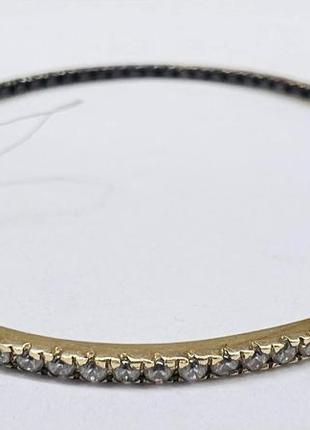 Серьги-кольца (конго) золотые с белыми и черными фианитами н2553 вага 9,06 г