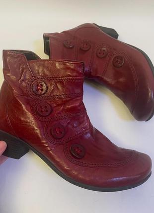 Вінтажні шкіряні ботильйони ботинки черевики comfort-line в бордовому кольорі gabor в етно стилі до українського строю