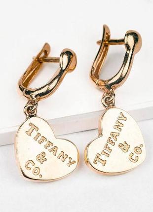 Серьги-подвески сердечки в лимонном/желтом золоте 104993ж вага 6,92 г