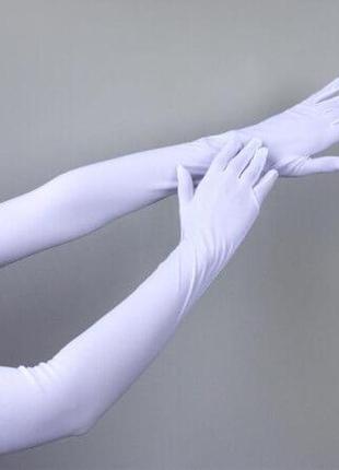 Перчатки белые стрейч 53см