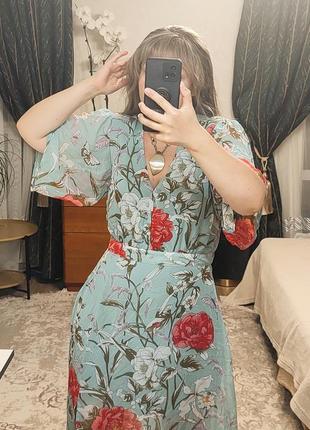 Довга шифонова сукня з рукавом великого розміру asos uk 18