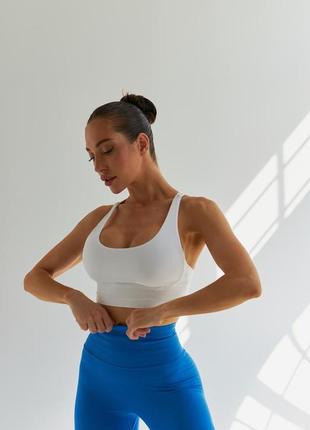 Спортивные бесшовные женские леггинсы / лосины hot (синие) для фитнеса, спорта, йоги c двойным пушап, v-пояс7 фото