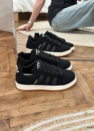 Кроссовки женские черные под бренд, качественный эко-нубук,размер в размер, платформа 3,5 см