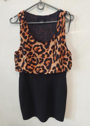 Сукня, сарафан футляр, з леопардовим принтом1 фото