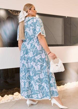 Романтичне плаття-халат з v-подібним вирізом і комірцем 50-64 рр. женское платье батал 015610 вл3 фото